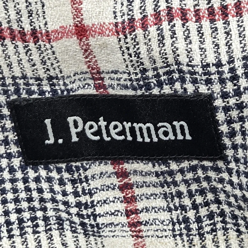 VINTAGE J. PETERMAN Mens 42R Unstructured Linen Plaid Blazer Sports Jacket